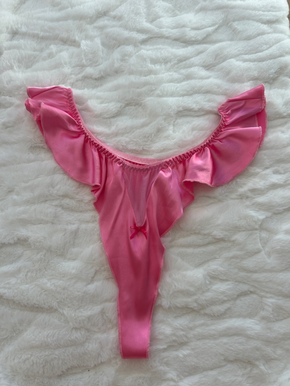 Ruffled Satin Thong Panty